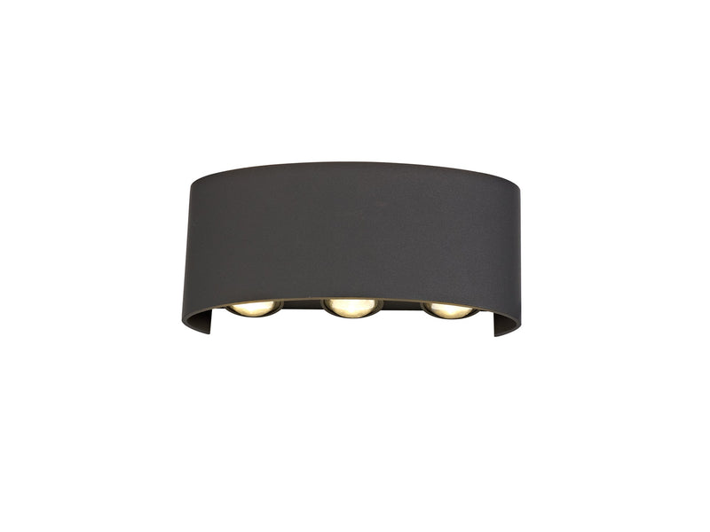 Deco Leoni Up & Downward Lighting Wall Light, 6W LED 3000K, Anthracite, 500lm, IP54, 3yrs Warranty • D0451