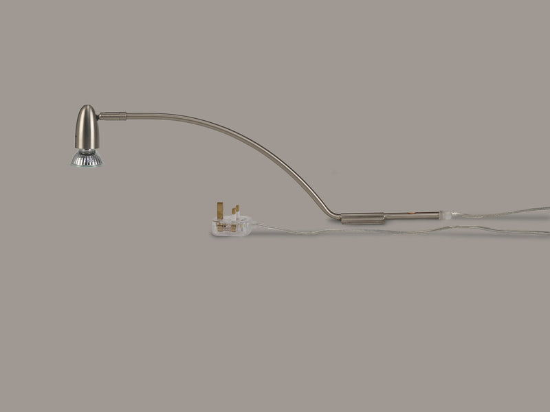 Deco Lex (Set Of 2) Over Cabinet 1 Light GU10 With Adjustable Head And 2m Cable c/w BS Plug Satin Nickel • D0211