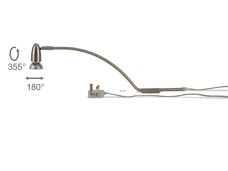 Deco Lex (Set Of 2) Over Cabinet 1 Light GU10 With Adjustable Head And 2m Cable c/w BS Plug Satin Nickel • D0211