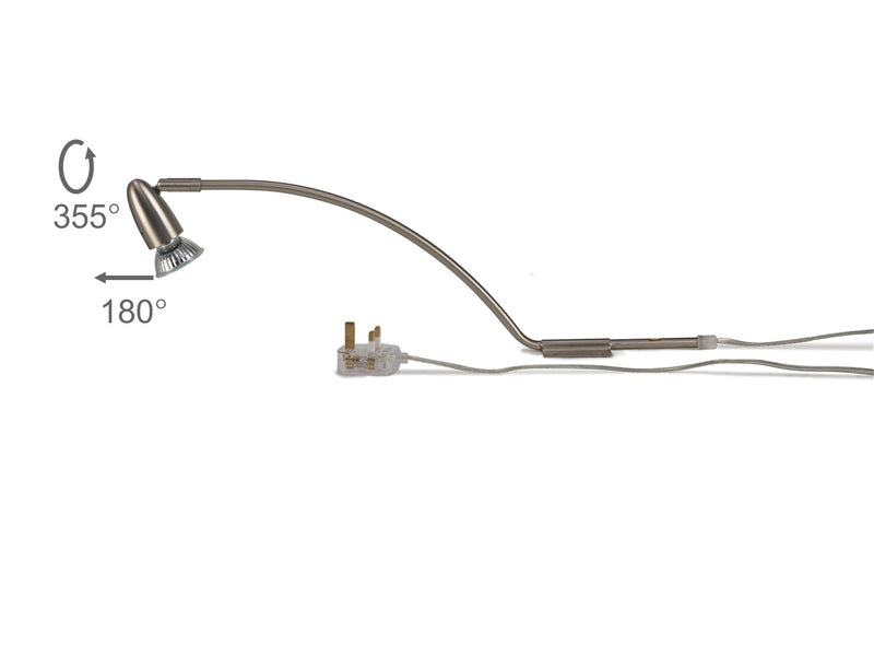 Deco Lex (Set Of 2) Over Cabinet 1 Light GU10 With Adjustable Head And 2m Cable c/w BS Plug Satin Nickel • D0211