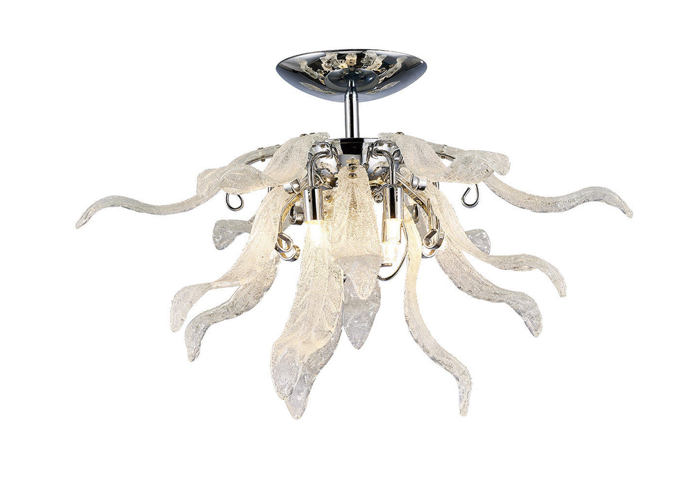 Diyas Lily Ceiling 6 Light G9 Polished Chrome/Sand Glass • IL31630