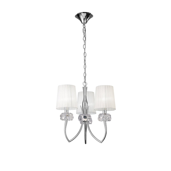 Mantra M4633 Loewe Pendant 3 Light E14, Polished Chrome With White Shades • M4633