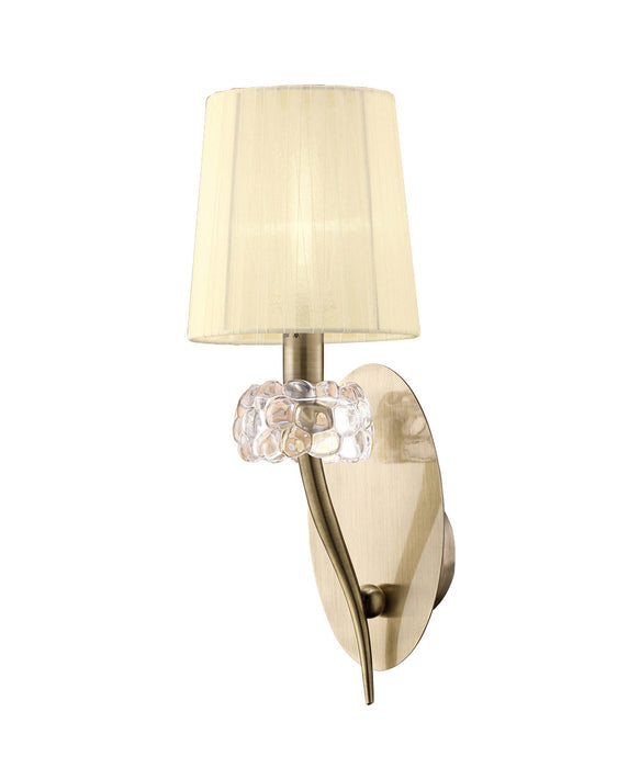 Mantra M4635AB/S Loewe Wall Lamp Switched 1 Light E14, Antique Brass With Cream Shade • M4635AB/S