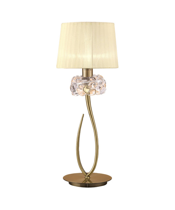 Mantra M4636AB Loewe Table Lamp 1 Light E27 Large, Antique Brass With Cream Shade • M4636AB