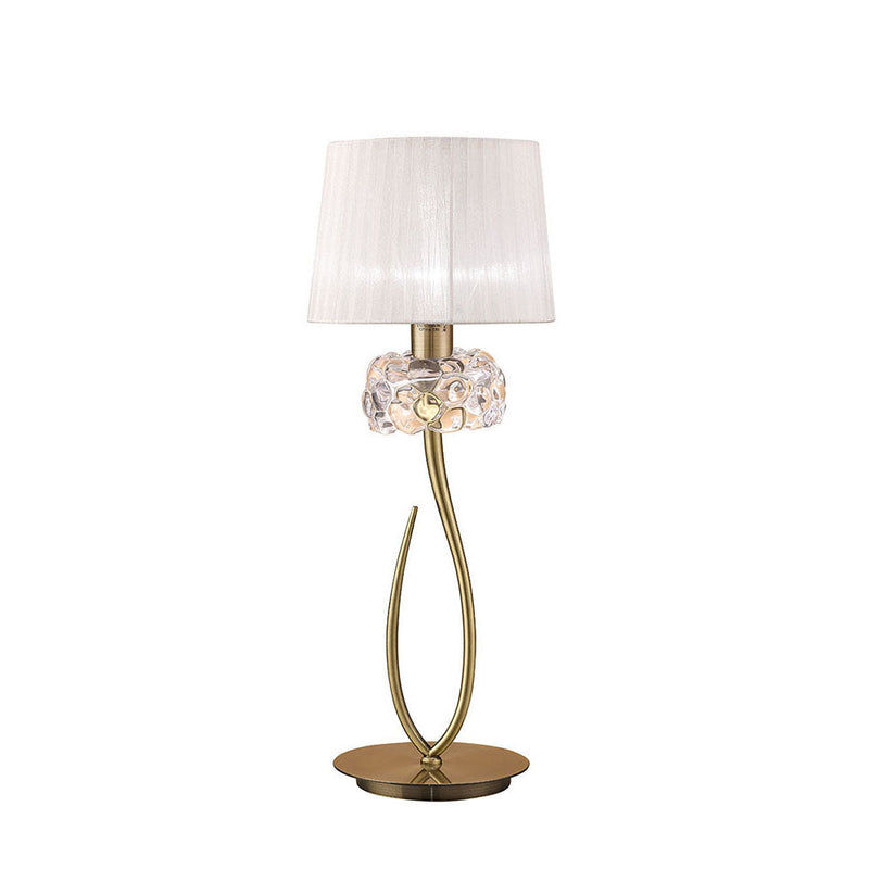 Mantra M4636AB Loewe Table Lamp 1 Light E27 Large, Antique Brass With White Shade • M4636AB/WS