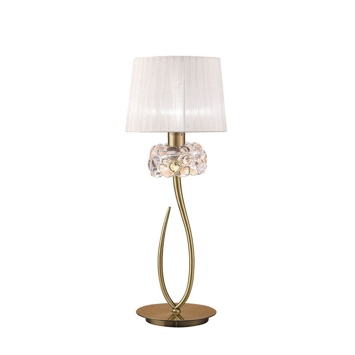 Mantra M4636AB Loewe Table Lamp 1 Light E27 Large, Antique Brass With White Shade • M4636AB/WS