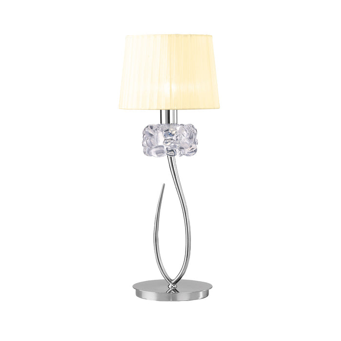 Mantra M4636 Loewe Table Lamp 1 Light E27 Large, Polished Chrome With Cream Shade • M4636/CS