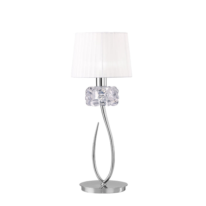 Mantra M4636 Loewe Table Lamp 1 Light E27 Large, Polished Chrome With White Shade • M4636