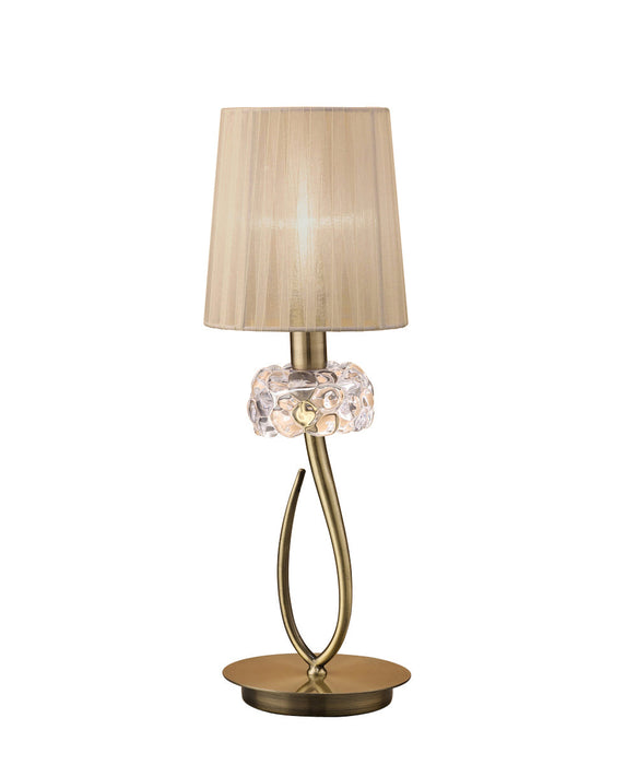 Mantra M4637AB Loewe Table Lamp 1 Light E14 Small, Antique Brass With Soft Bronze Shade • M4637AB/SB