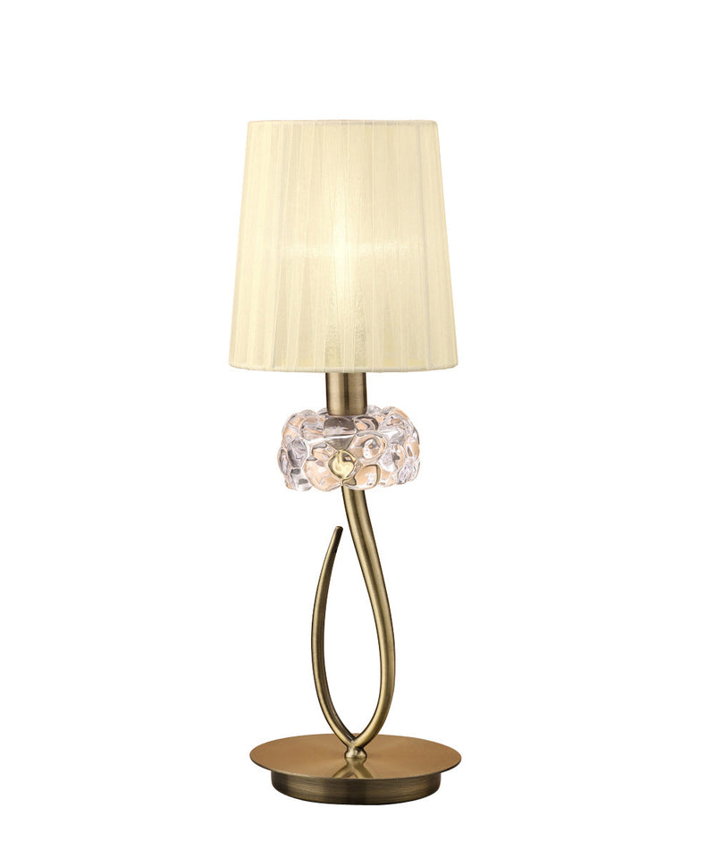 Mantra M4637AB Loewe Table Lamp 1 Light E14 Small, Antique Brass With Cream Shade • M4637AB