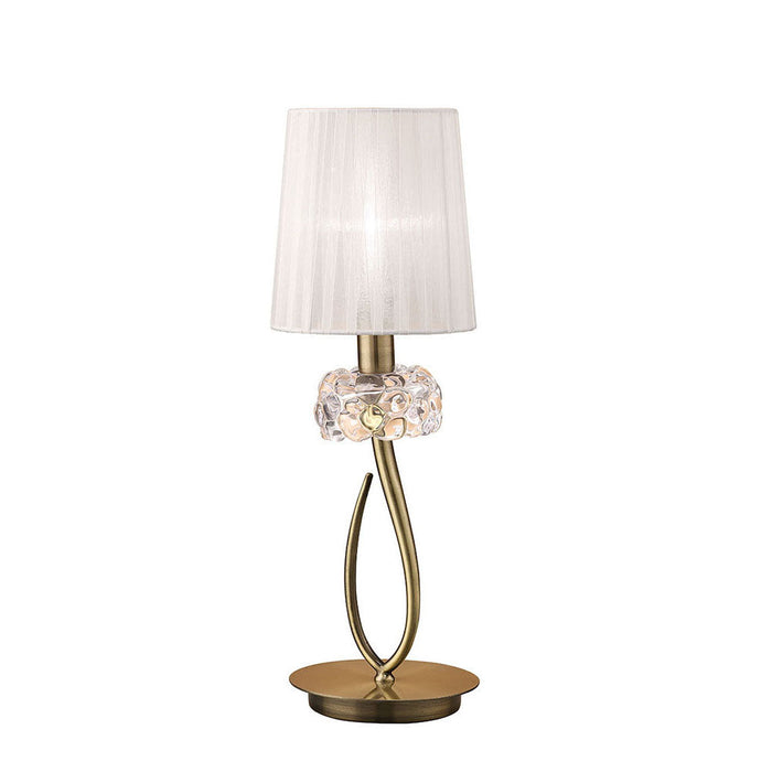 Mantra M4637AB Loewe Table Lamp 1 Light E14 Small, Antique Brass With White Shade • M4637AB/WS
