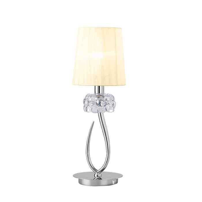 Mantra M4637 Loewe Table Lamp 1 Light E14 Small, Polished Chrome With Cream Shade • M4637/CS