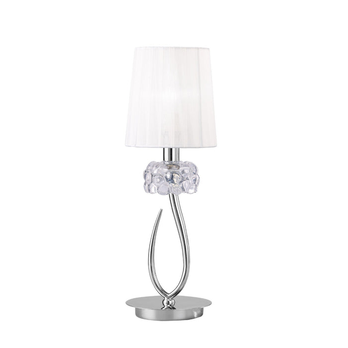 Mantra M4637 Loewe Table Lamp 1 Light E14 Small, Polished Chrome With White Shade • M4637