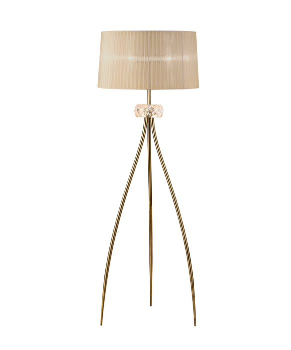 Mantra M4638AB Loewe Floor Lamp 3 Light E27, Antique Brass With Soft Bronze Shade • M4638AB/SB