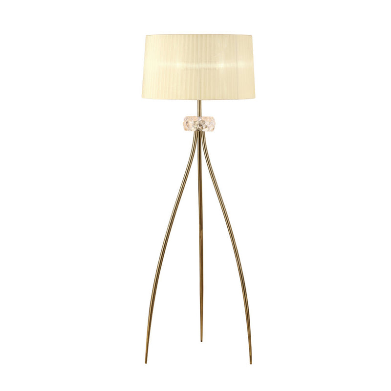 Mantra M4638 Loewe Floor Lamp 3 Light E27, Polished Chrome With White Shade • M4638