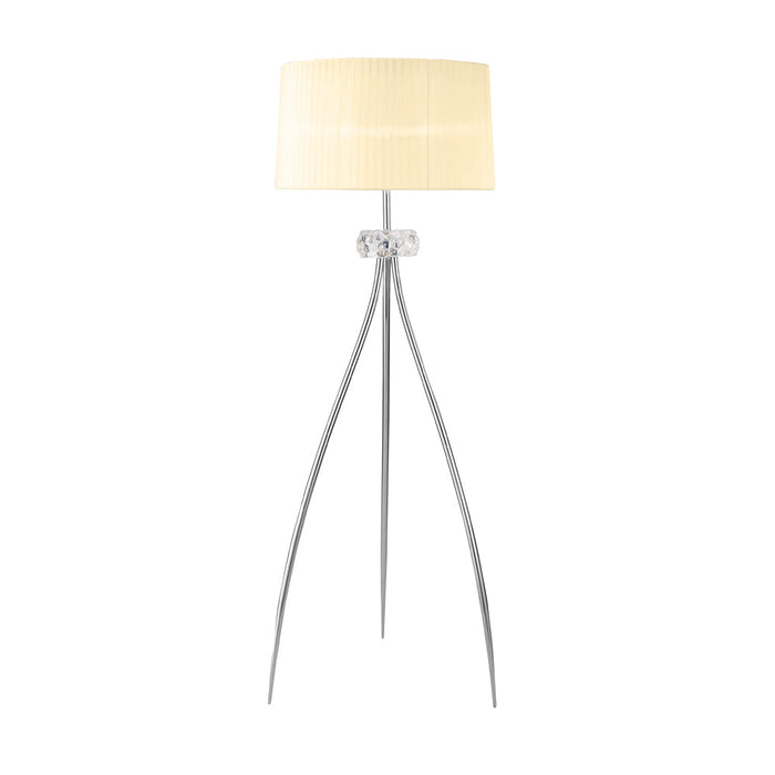 Mantra M4638 Loewe Floor Lamp 3 Light E27, Polished Chrome With White Shade • M4638/CS