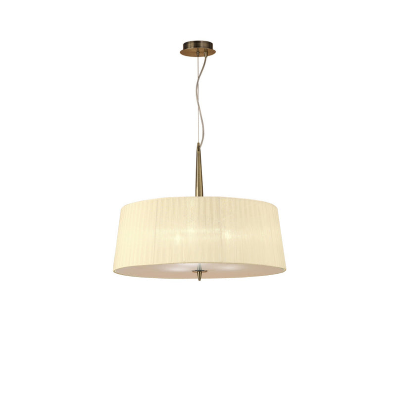 Mantra M4639 Loewe Single Pendant 3 Light E27, Polished Chrome With White Shade • M4639