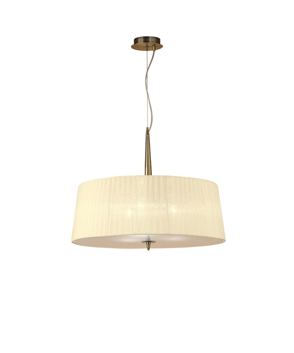 Mantra M4639AB Loewe Single Pendant 3 Light E27, Antique Brass With Cream Shade • M4639AB