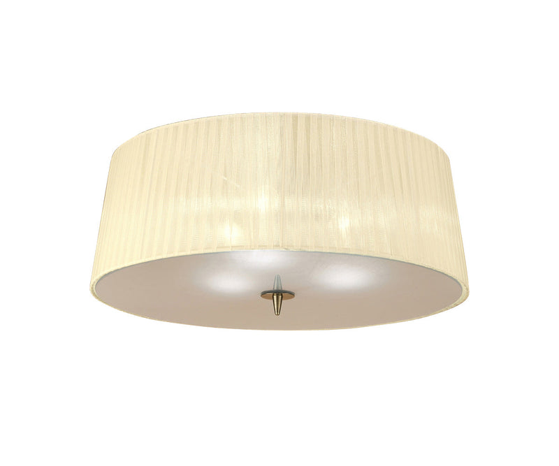 Mantra M4640AB Loewe Ceiling 3 Light E27, Antique Brass With Cream Shade • M4640AB