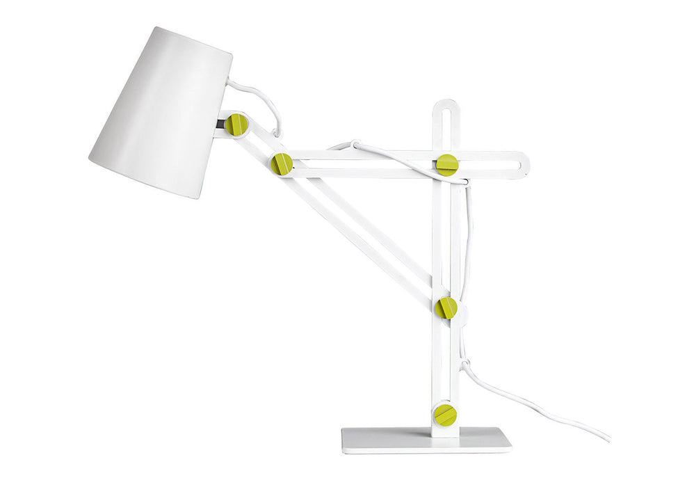 Mantra M3614 Looker Table Lamp 1 Light E27, Matt White/Green • M3614