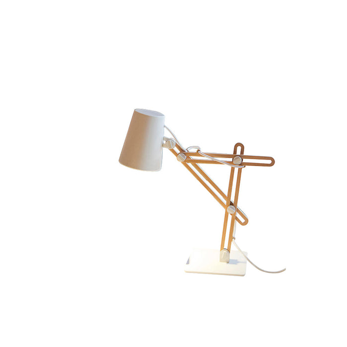 Mantra M3615 Looker Table Lamp 1 Light E27, Matt White/Beech • M3615