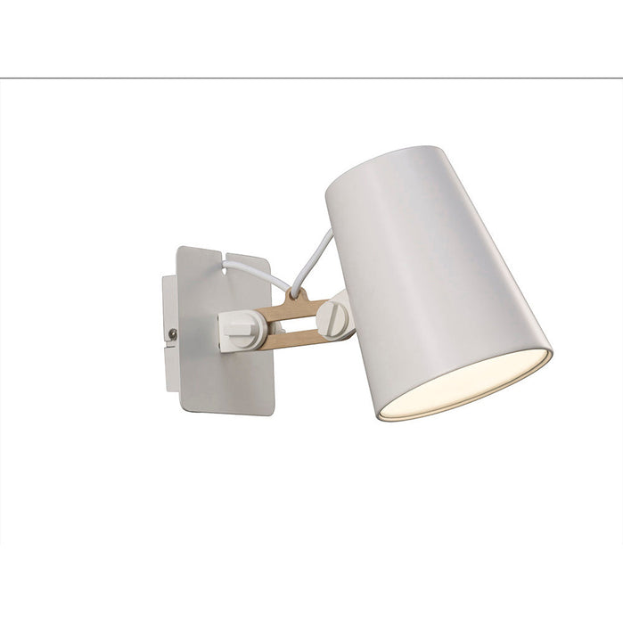 Mantra M3772/S Looker Wall Lamp Switched 1 Light E27 Single Arm, Matt White/Beech • M3772/S