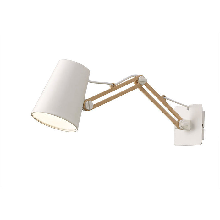 Mantra M3773/S Looker Wall Lamp Switched 1 Light E27 Double Arm, Matt White/Beech • M3773/S