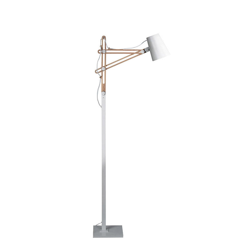 Mantra M3774 Looker Floor Lamp 1 Light E27 , Matt White/Beech • M3774