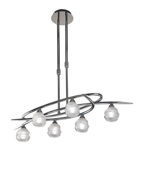 Mantra M1801 Loop Rectangular Telescopic Semi Flush Convertible 6 Light G9 ECO, Polished Chrome • M1801