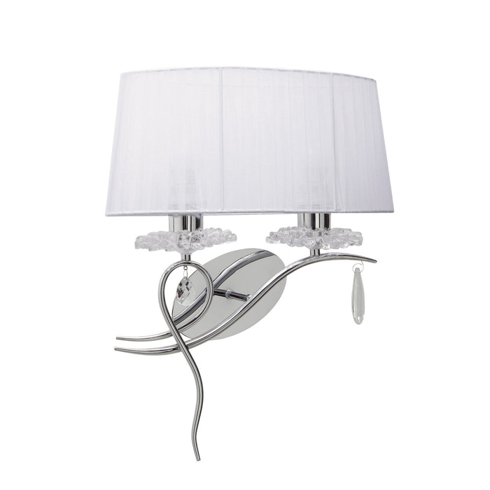 Mantra M5276 Louise Wall Lamp Right 2 Light E27 With White Shade Polished Chrome/Clear Crystal • M5276