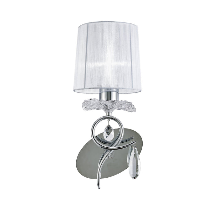 Mantra M5277 Louise Wall Lamp 1 Light E27 With White Shade Polished Chrome/Clear Crystal • M5277