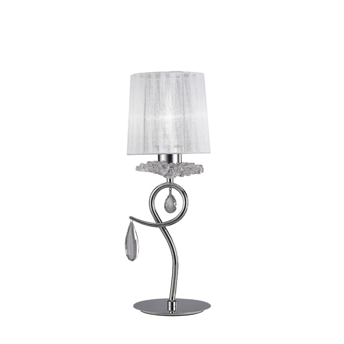 Mantra M5279 Louise Table Lamp 1 Light E27 With White Shade Polished Chrome/Clear Crystal • M5279