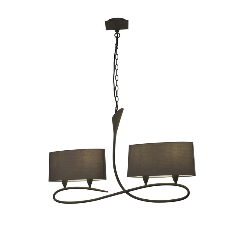 Mantra M3680 Lua Linear Pendant 2 Arm 4 Light E27, Ash Grey With Ash Grey Shades • M3680