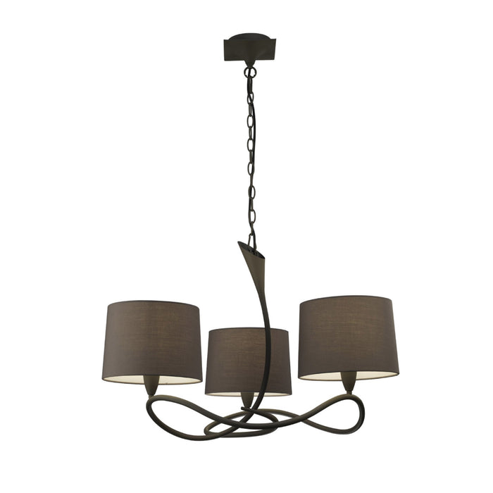 Mantra M3686 Lua Pendant 3 Light E27, Ash Grey With Ash Grey Shades • M3686