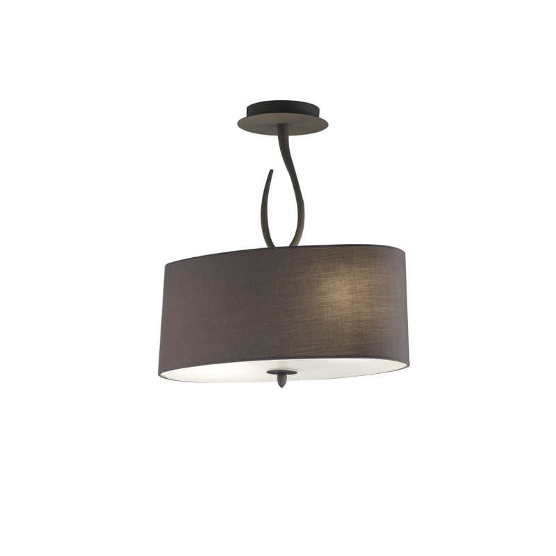 Mantra M3690 Lua Oval Semi Ceiling 2 Light E27, Ash Grey With Ash Grey Shade • M3690