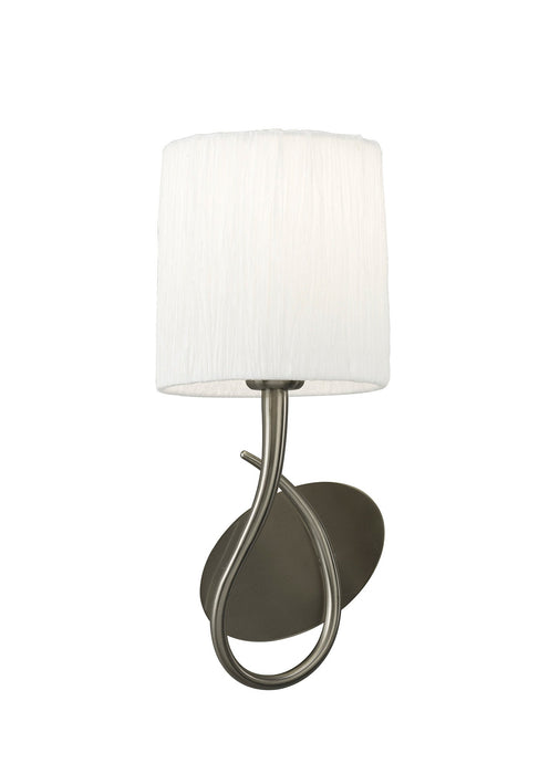 Mantra M3701/S Lua Wall Lamp Switched 1 Light E27, Satin Nickel With White Shade • M3701/S