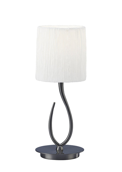 Mantra M3702 Lua Table Lamp 1 Light E27, Satin Nickel Small With White Shade • M3702