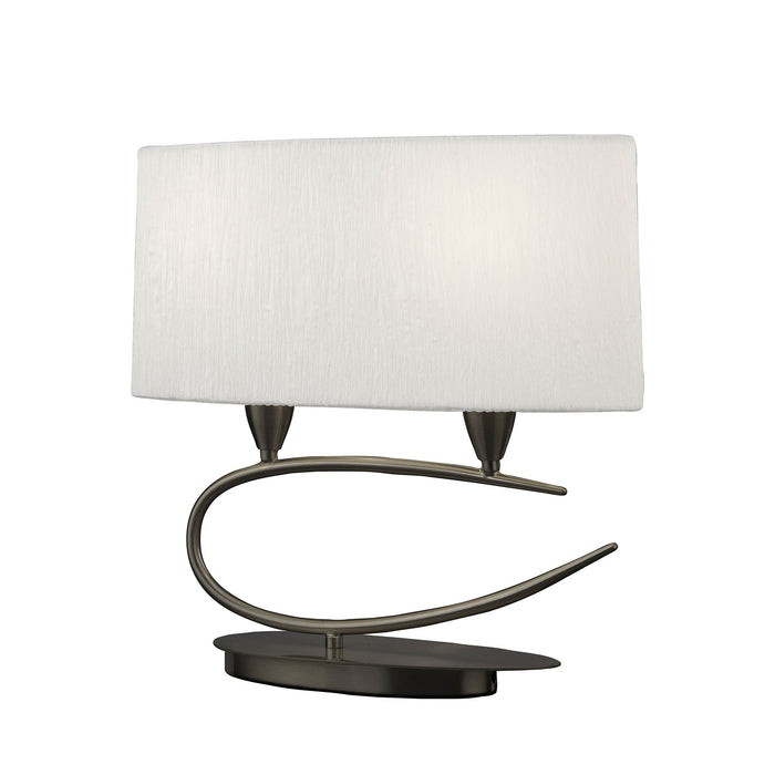 Mantra M3703 Lua Table Lamp 2 Light E27, Satin Nickel With White Shade • M3703