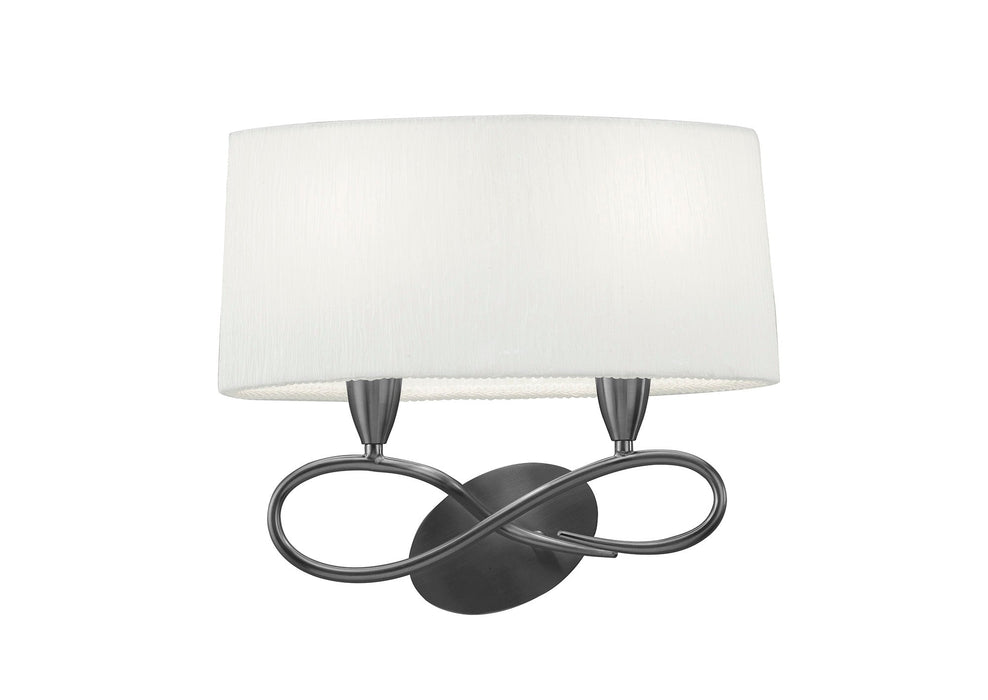 Mantra M3707/S Lua Wall Lamp Switched 2 Light E27, Satin Nickel With White Shade • M3707/S