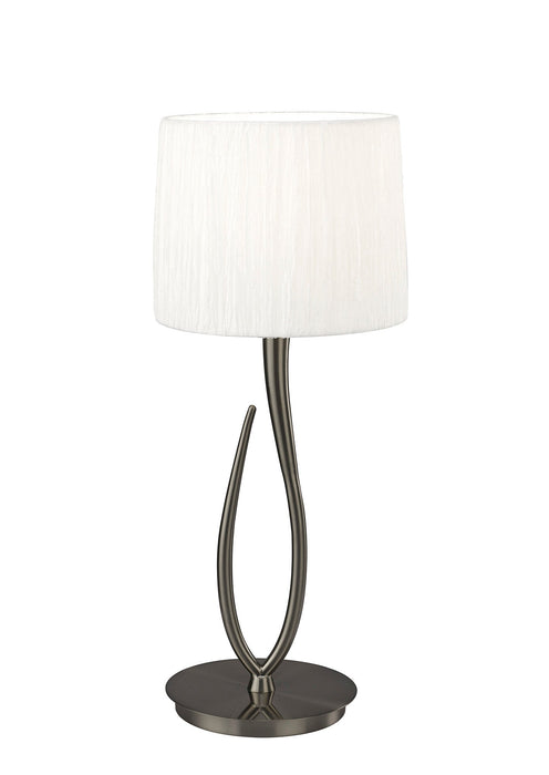 Mantra M3708 Lua Table Lamp 1 Light E27, Satin Nickel Large With White Shade • M3708