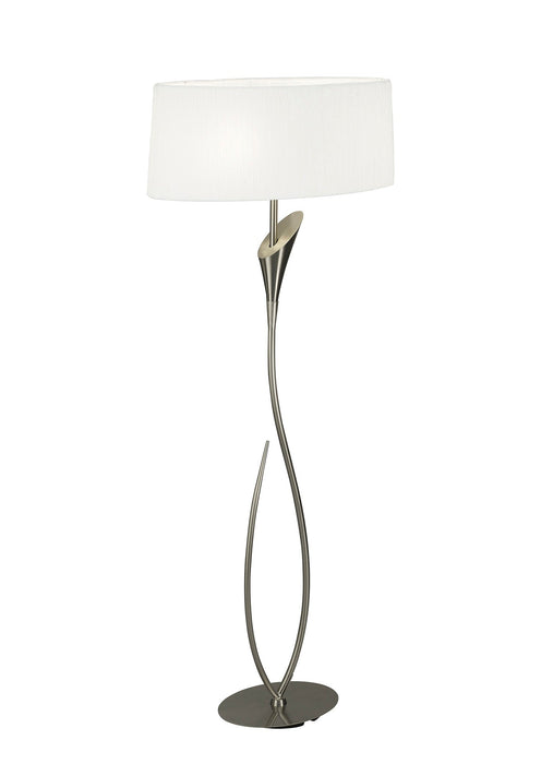 Mantra M3709 Lua Floor Lamp 2 Light E27, Satin Nickel With White Shade Item Weight: 16.8kg • M3709