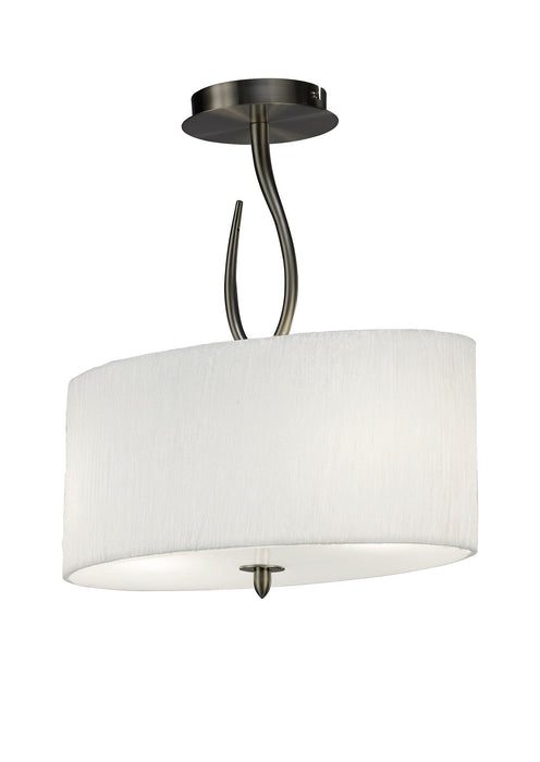 Mantra M3710 Lua Oval Semi Ceiling 2 Light E27, Satin Nickel With White Shade • M3710