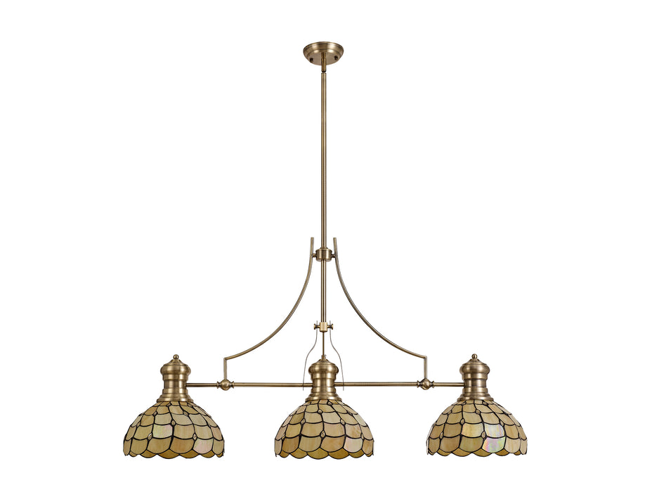 Regal Lighting SL-1008 3 Light Tiffany Pendant Polished Nickel With Grey And Clear Crystal Shades