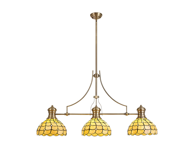 Regal Lighting SL-1008 3 Light Tiffany Pendant Polished Nickel With Grey And Clear Crystal Shades