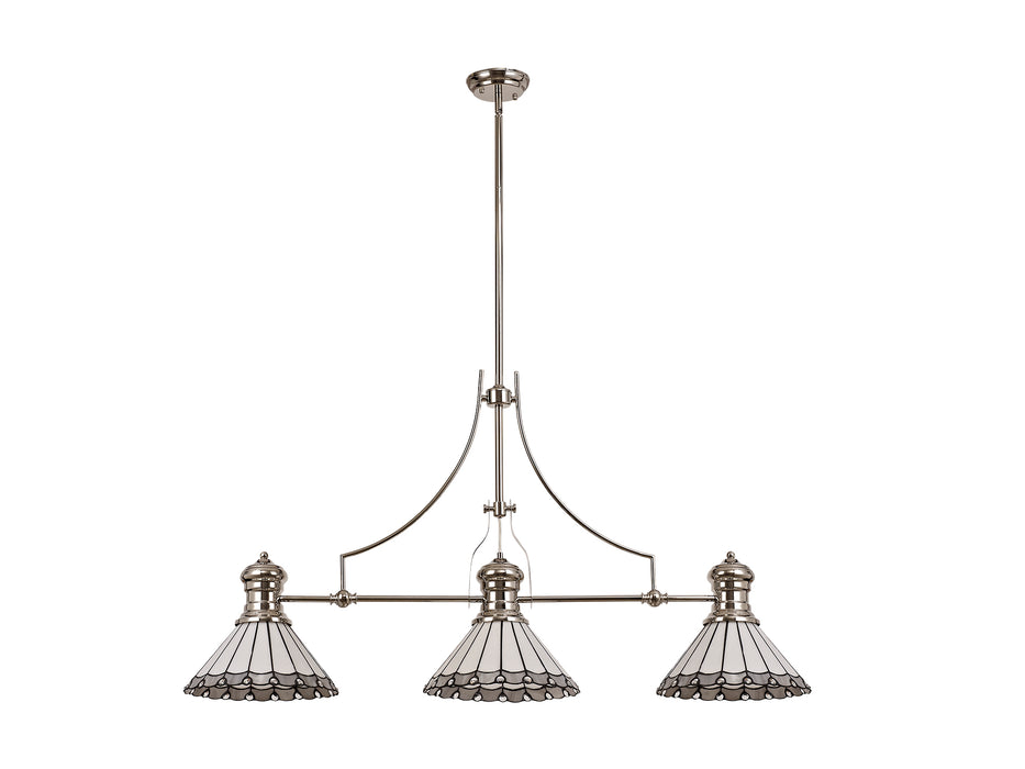 Regal Lighting SL-1003 3 Light Tiffany Pendant Polished Nickel With Grey And Clear Crystal Shades