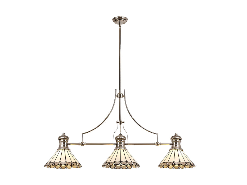 Regal Lighting SL-1003 3 Light Tiffany Pendant Polished Nickel With Grey And Clear Crystal Shades