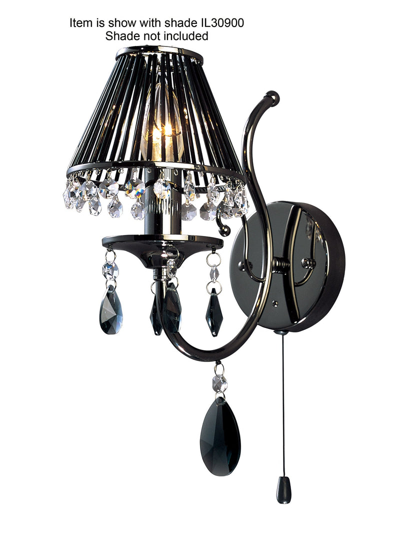 Diyas Luna Wall Lamp 1 Light E14 Black Chrome/Crystal • IL30901