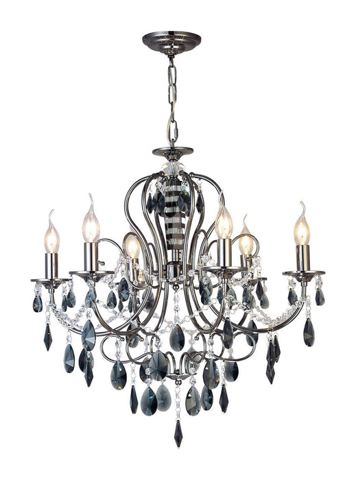 Diyas Luna Pendant 6 Light E14 Black Chrome/Crystal • IL30906