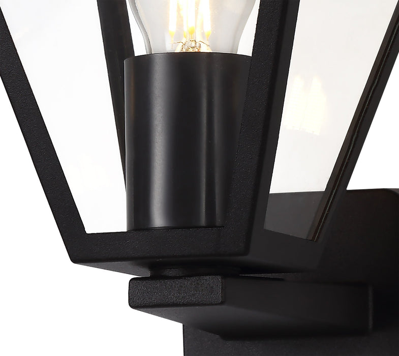 Deco Luqi Upward Wall Lamp, 1 x E27, IP44, Black/Clear Glass, 2yrs Warranty • D0546