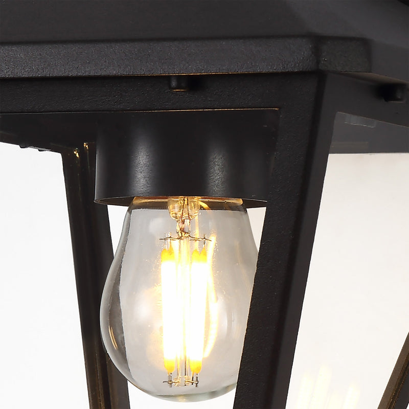 Deco Luqi Downward Wall Lamp, 1 x E27, IP44, Black/Clear Glass, 2yrs Warranty • D0547